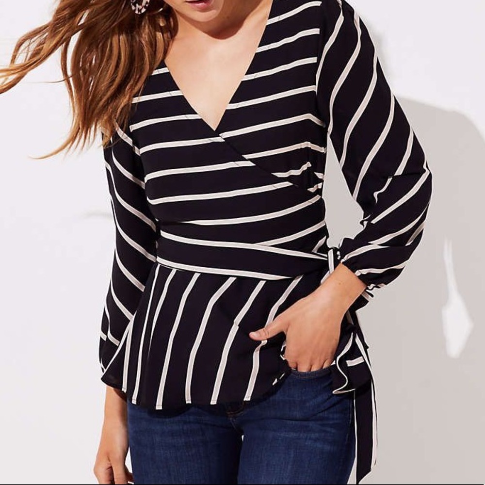 LOFT Striped Wrap Shirt